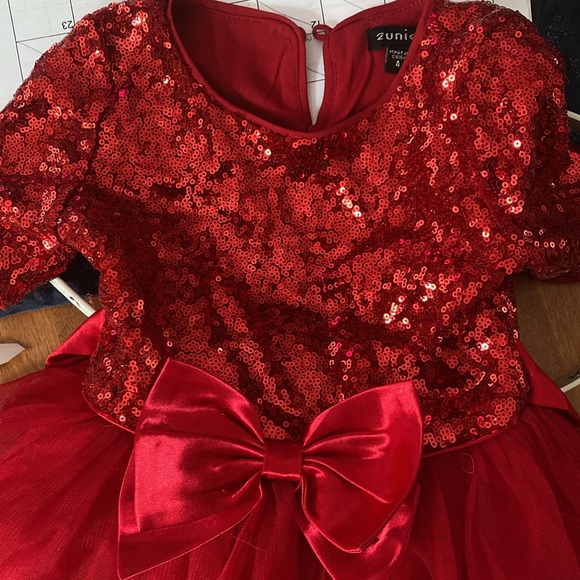 Girls Formal Red dress with Gold Color Sparkle Unicorns! - Picture 8 of 8